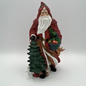 Christmas TRADITIONS Porcelain Collectable SANTA CLAUS w/ Tree,‎  w/ BOX Vintage
